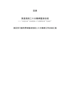 2023县区学习宣传贯彻宣讲党的二十大精神工作总结汇报2篇.docx