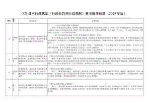 水行政执法（行政处罚和行政强制）事项指导目录(2023年版).docx