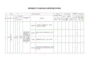 建筑陶瓷生产设备设施安全隐患排查项目清单.docx