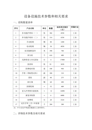 设备设施技术参数和相关要求.docx