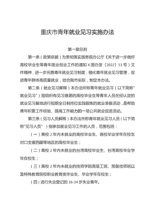 重庆市青年就业见习实施办法的通知（征求意见稿）.docx