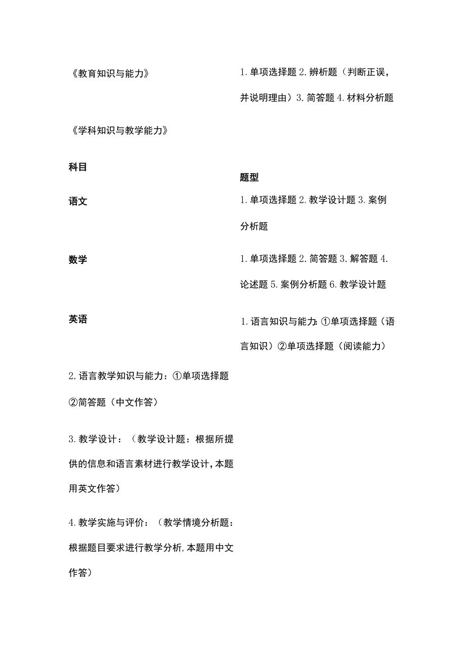 2023北京教师资格证笔试考试题型汇总.docx_第2页