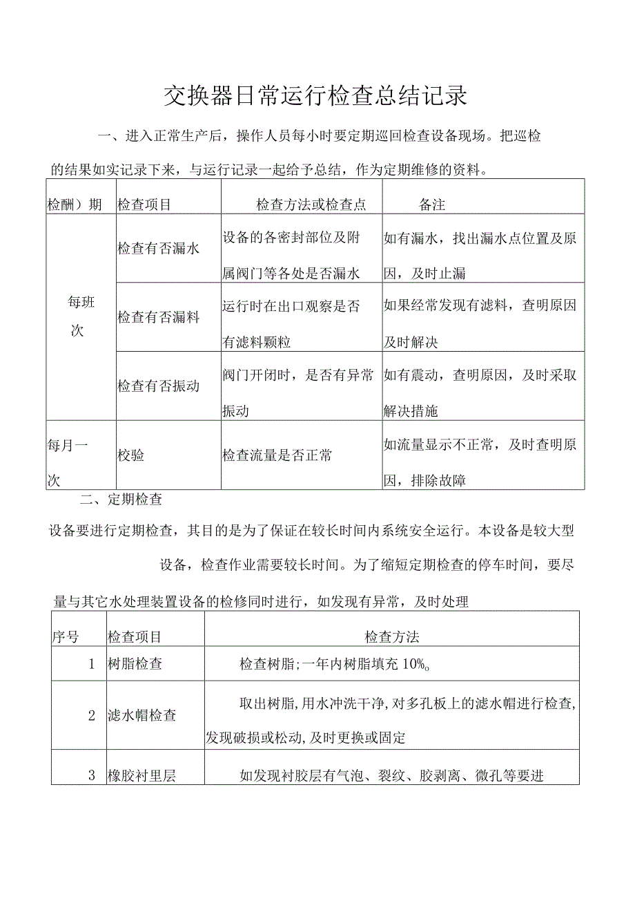 交换器日常运行检查总结记录.docx_第1页