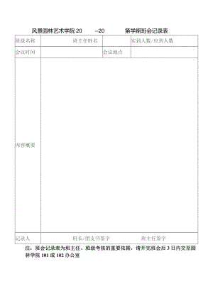 风景园林艺术学院20——20第学期班会记录表.docx