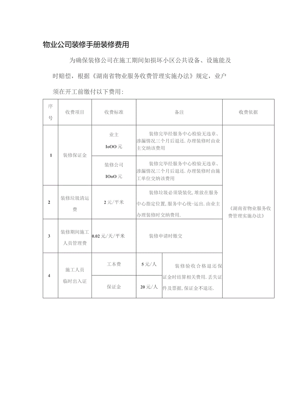 物业公司装修手册装修费用.docx_第1页