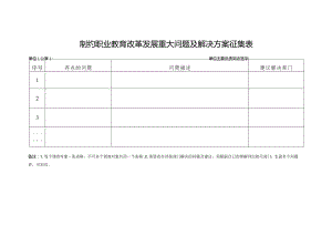 制约职业教育改革发展重大问题及解决方案征集表.docx