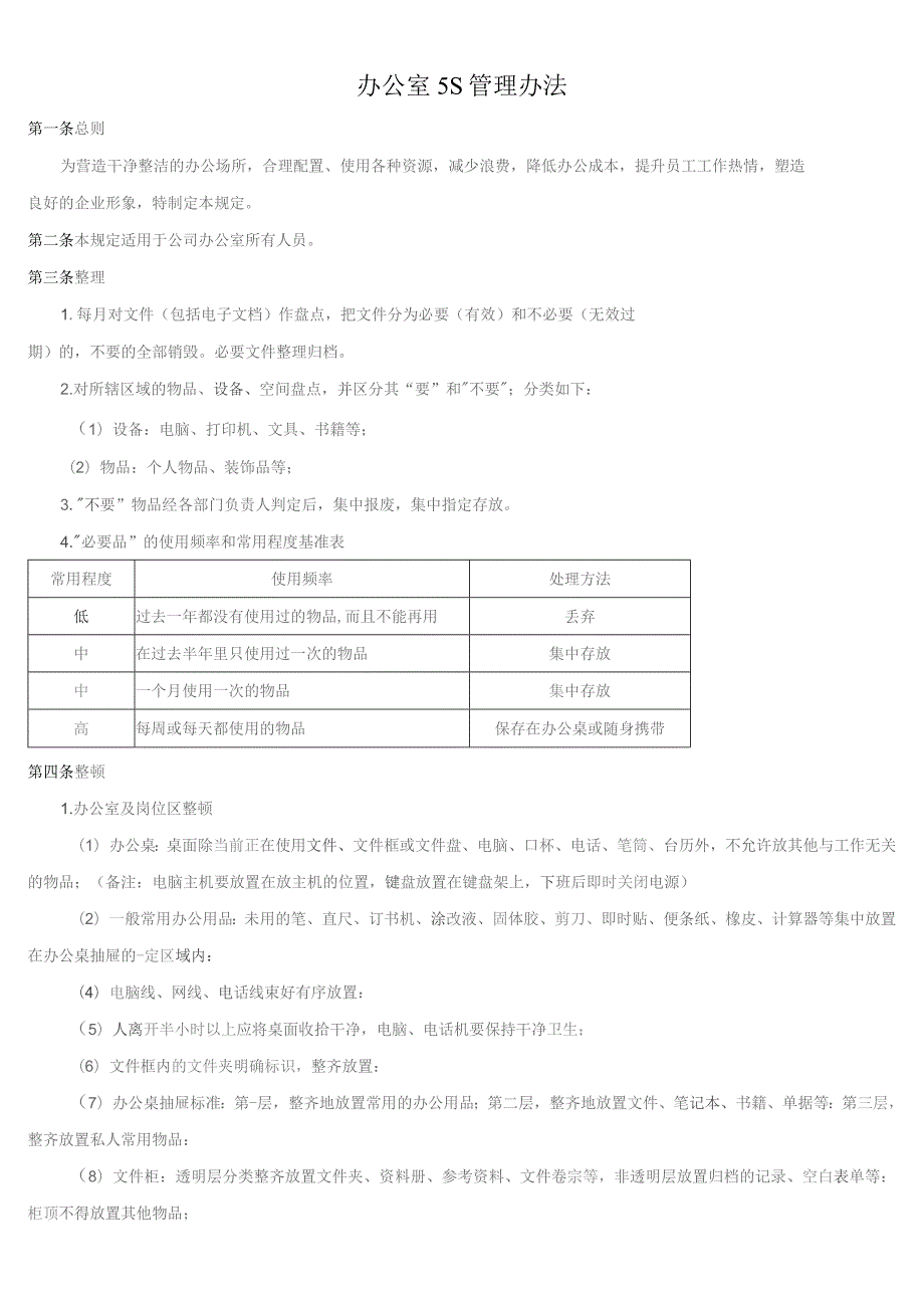 办公室5S管理办法.docx_第1页