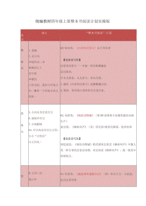 统编教材四年级上册整本书阅读计划实操版.docx