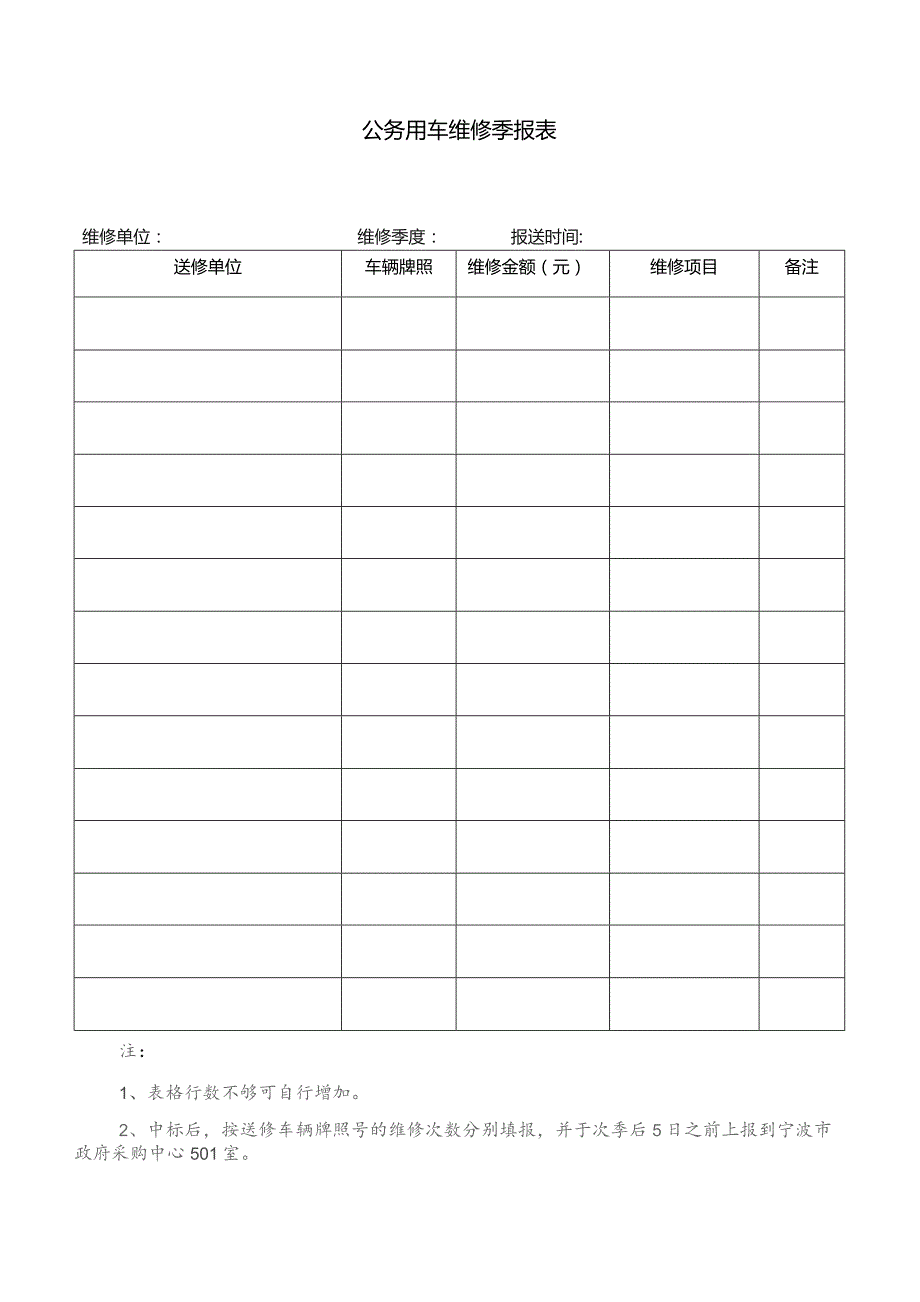 公务用车维修季报表.docx_第1页