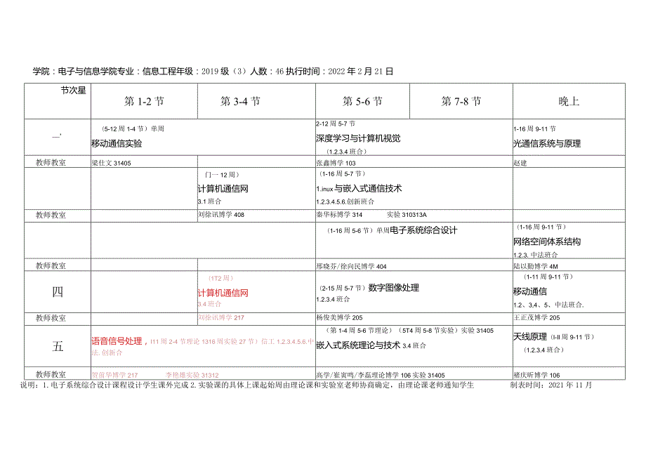 华南理工大学2021-2022学年度第二学期课程表.docx_第3页