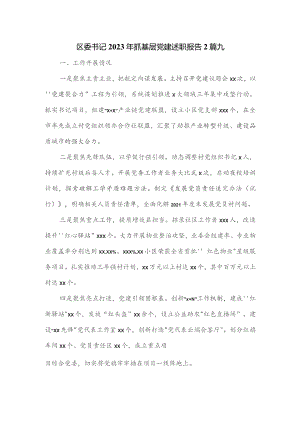 区委书记2023年抓基层党建述职报告2篇.docx