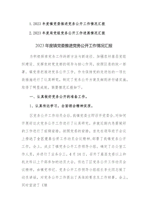 2023年度党委党组推进党务公开工作情况汇报范文2篇.docx