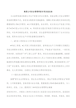 集团公司安全管理季度专项自查总结.docx