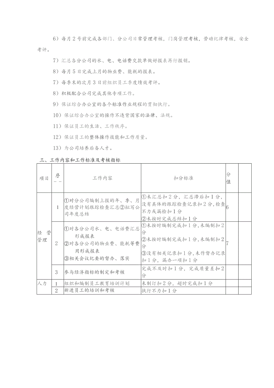 2024年度行政主管目标责任书(工作内容和工作标准及考核指标).docx_第3页