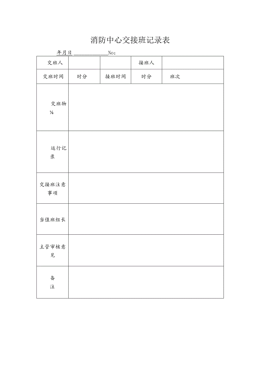 小区消防中心交接班记录表.docx_第1页