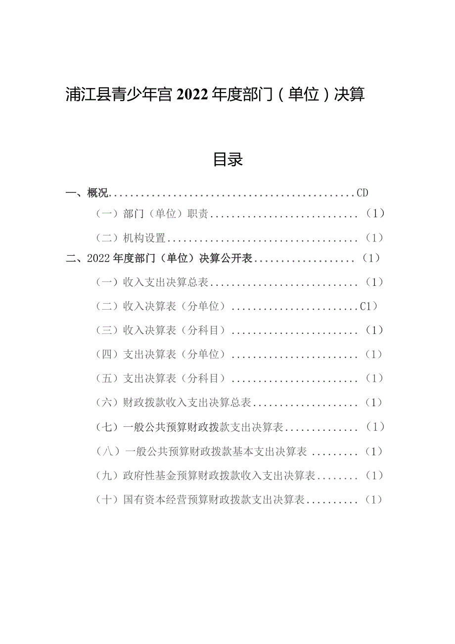 浦江县青少年宫2022年度部门单位决算目录.docx_第1页