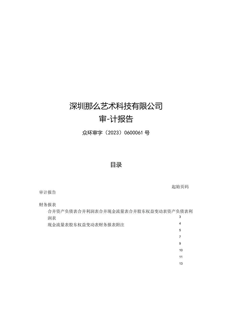 丝路视觉：深圳那么艺术科技有限公司审计报告.docx_第1页