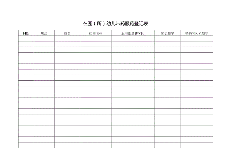 在园（所）幼儿带药服药登记表.docx_第1页