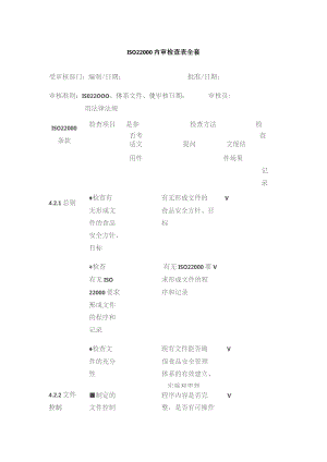 ISO22000内审检查表全套.docx