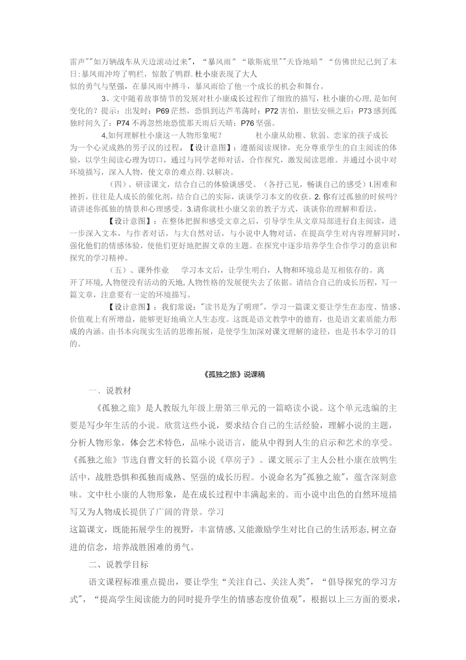 《孤独之旅》教案设计（精选5篇）.docx_第3页