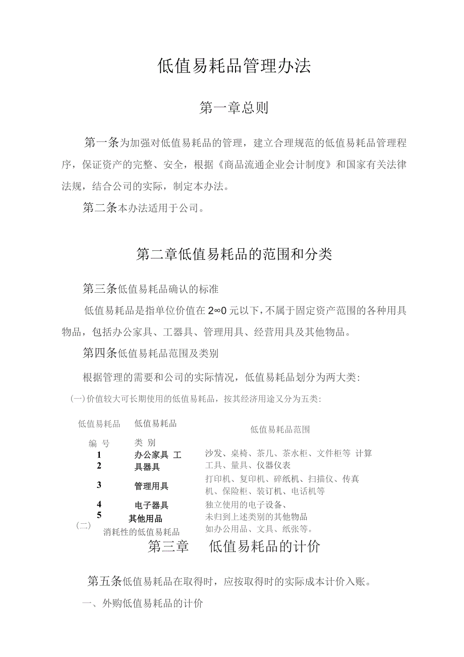 低值易耗品管理办法模板（含附表）.docx_第3页