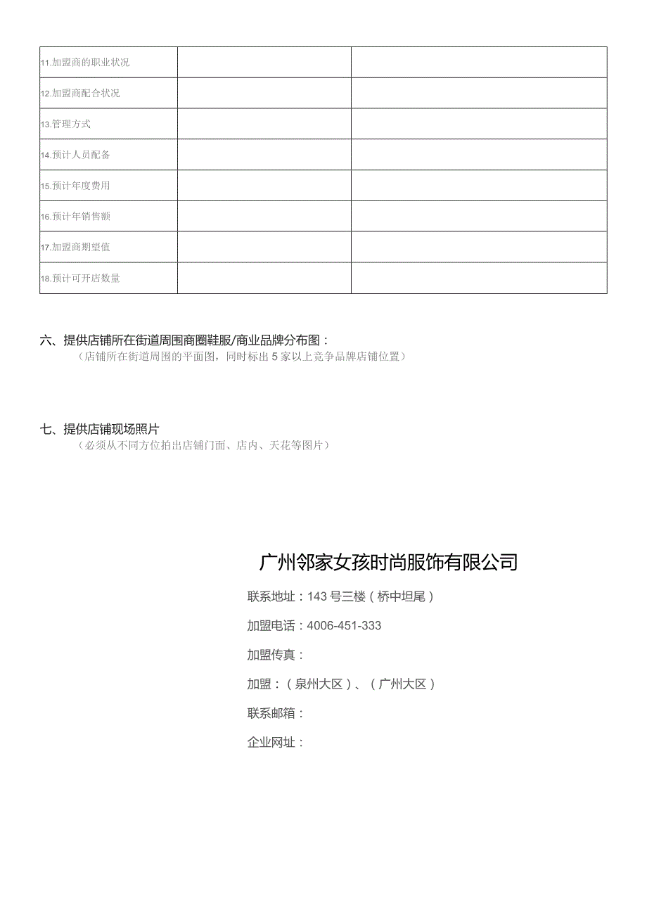 邻家女孩加盟商新开店铺申请表.docx_第3页