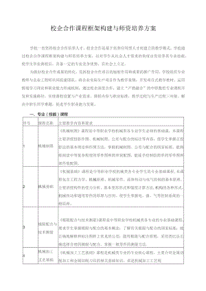 校企合作课程框架构建与师资培养方案.docx