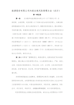 能源股份有限公司内控合规风险管理办法(试行).docx