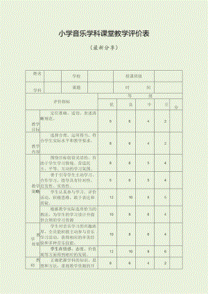 小学音乐学科课堂教学评价表（最新分享）.docx