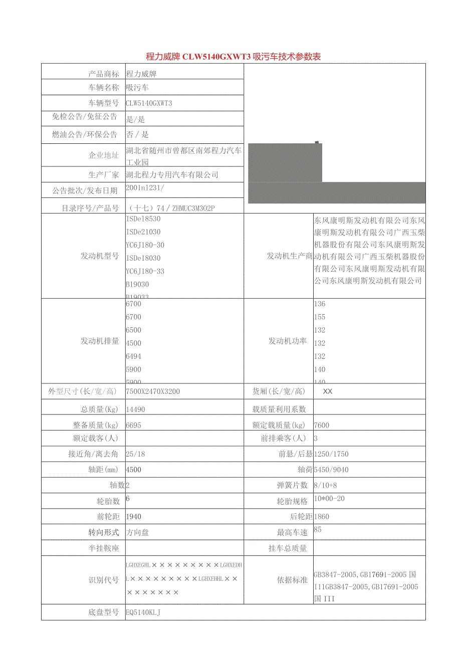 程力威牌CLW5140GXWT3吸污车技术参数表.docx_第1页