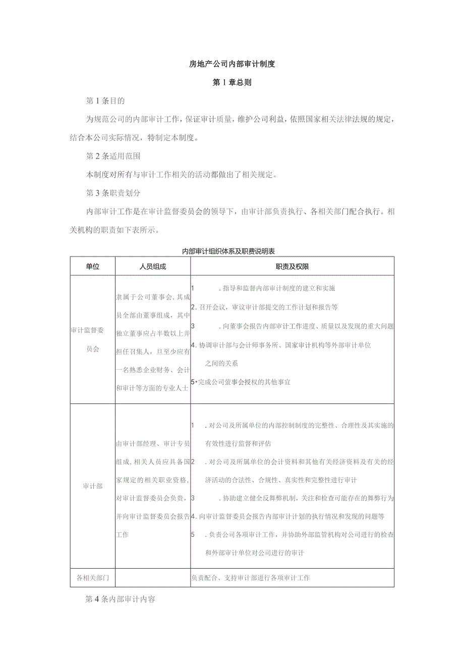 房地产公司内部审计制度.docx_第1页