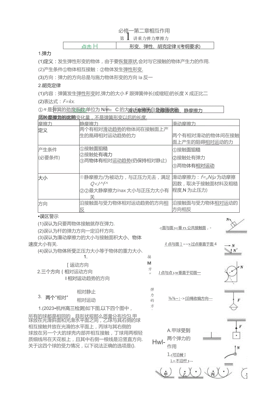 复习讲义：2.1-重力-弹力-摩擦力(新人教版).docx_第1页