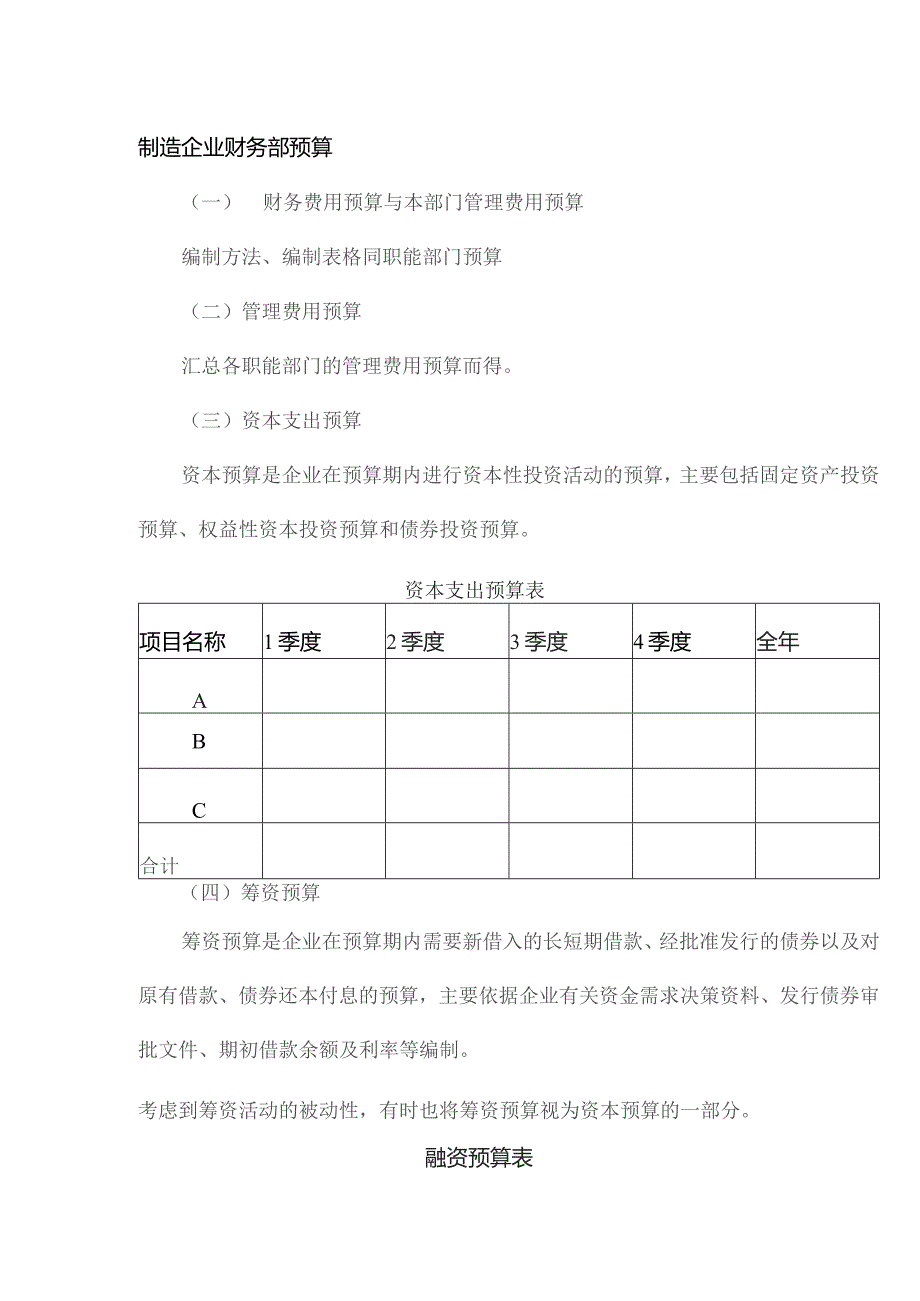 制造企业财务部预算.docx_第1页