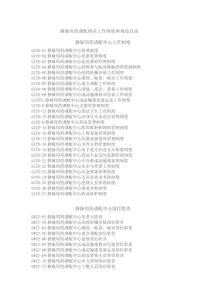 静脉用药调配相关工作制度和规范目录.docx