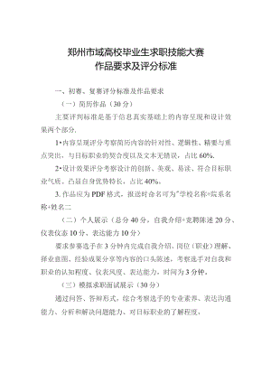 郑州市域高校毕业生求职技能大赛作品要求及评分标准.docx