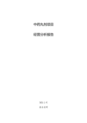 中药丸剂项目经营分析报告.docx