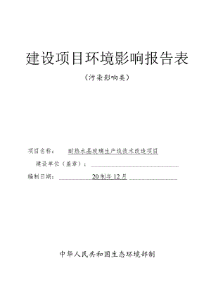 耐热水晶玻璃生产线技术改造项目环境影响报告表.docx