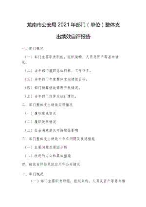 龙南市公安局2021年部门单位整体支出绩效自评报告.docx