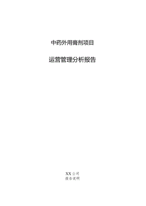 中药外用膏剂项目运营管理分析报告.docx