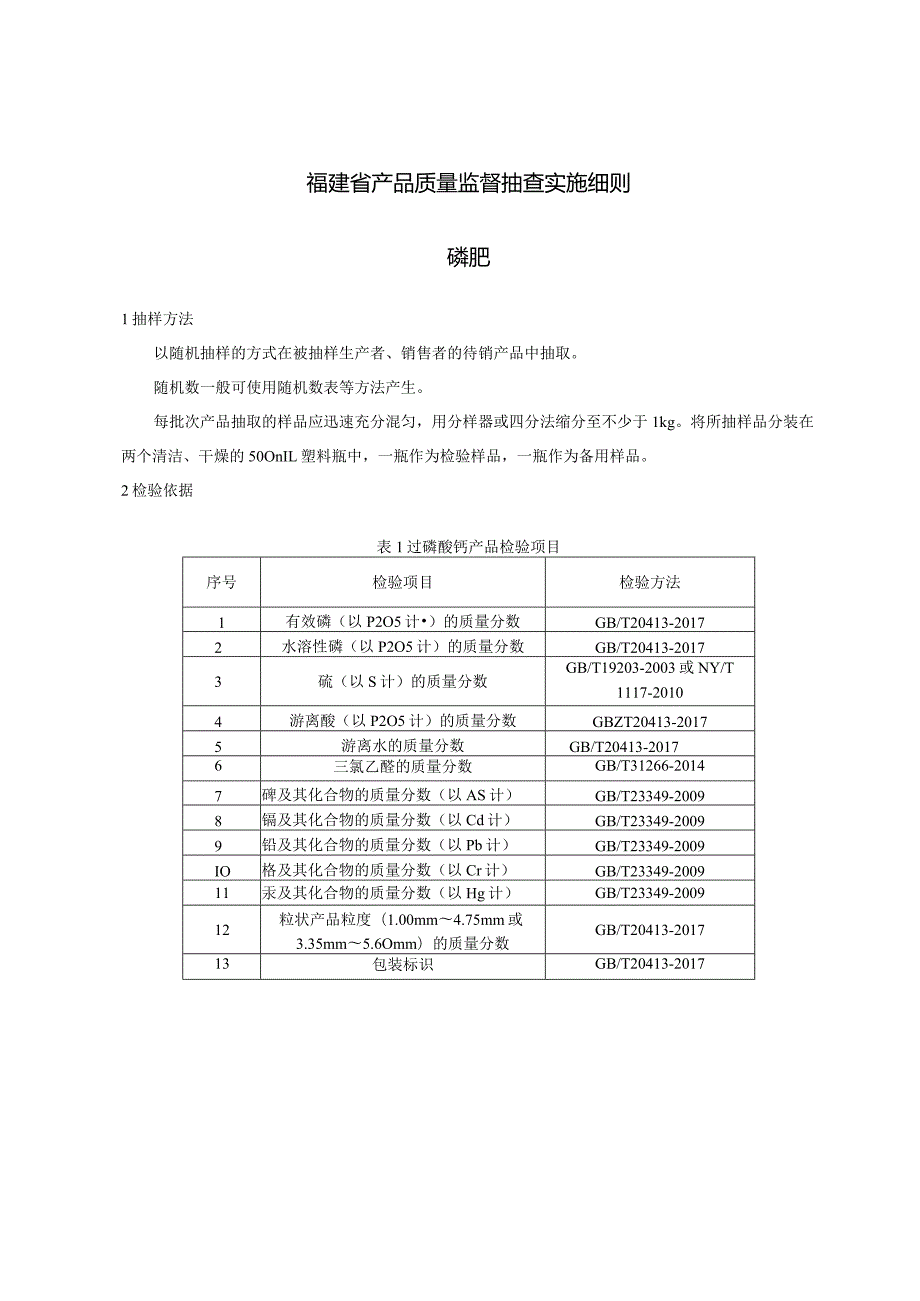 福建省产品质量监督抽查实施细则磷肥.docx_第1页