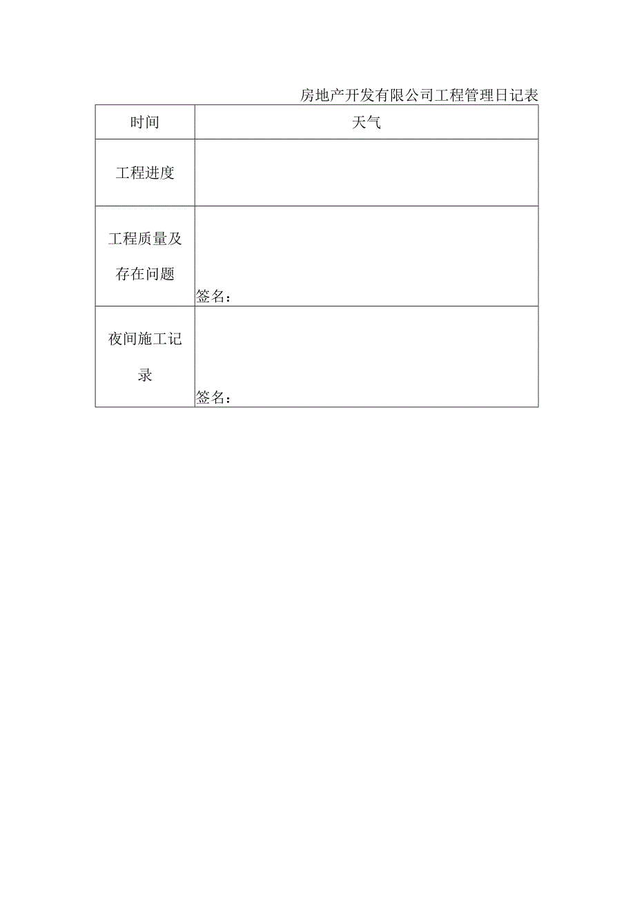 房地产开发有限公司工程管理日记表.docx_第1页