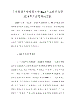 县审批服务管理局关于2023年工作总结暨2024年工作思路的汇报.docx