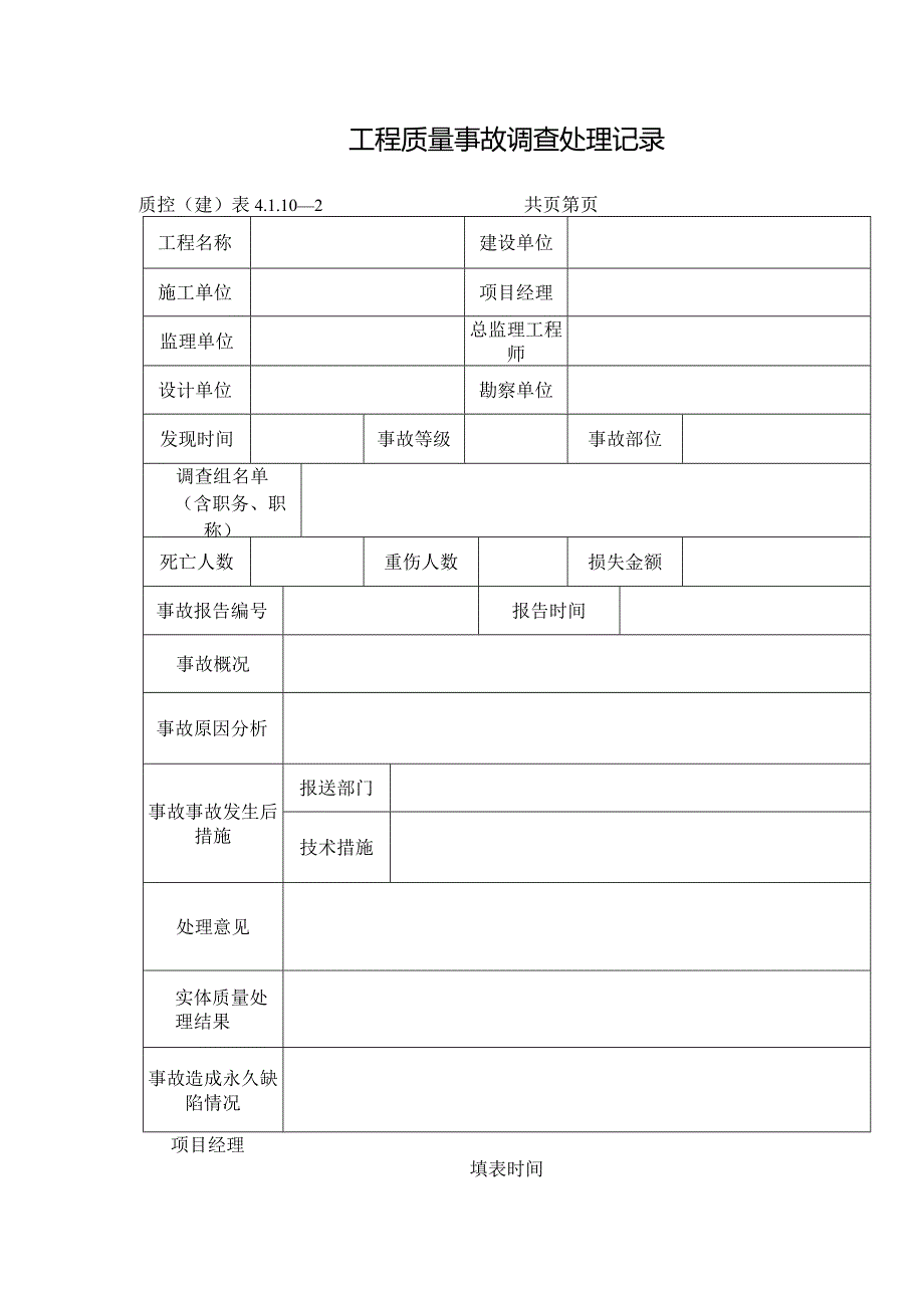 工程质量事故调查处理记录.docx_第1页