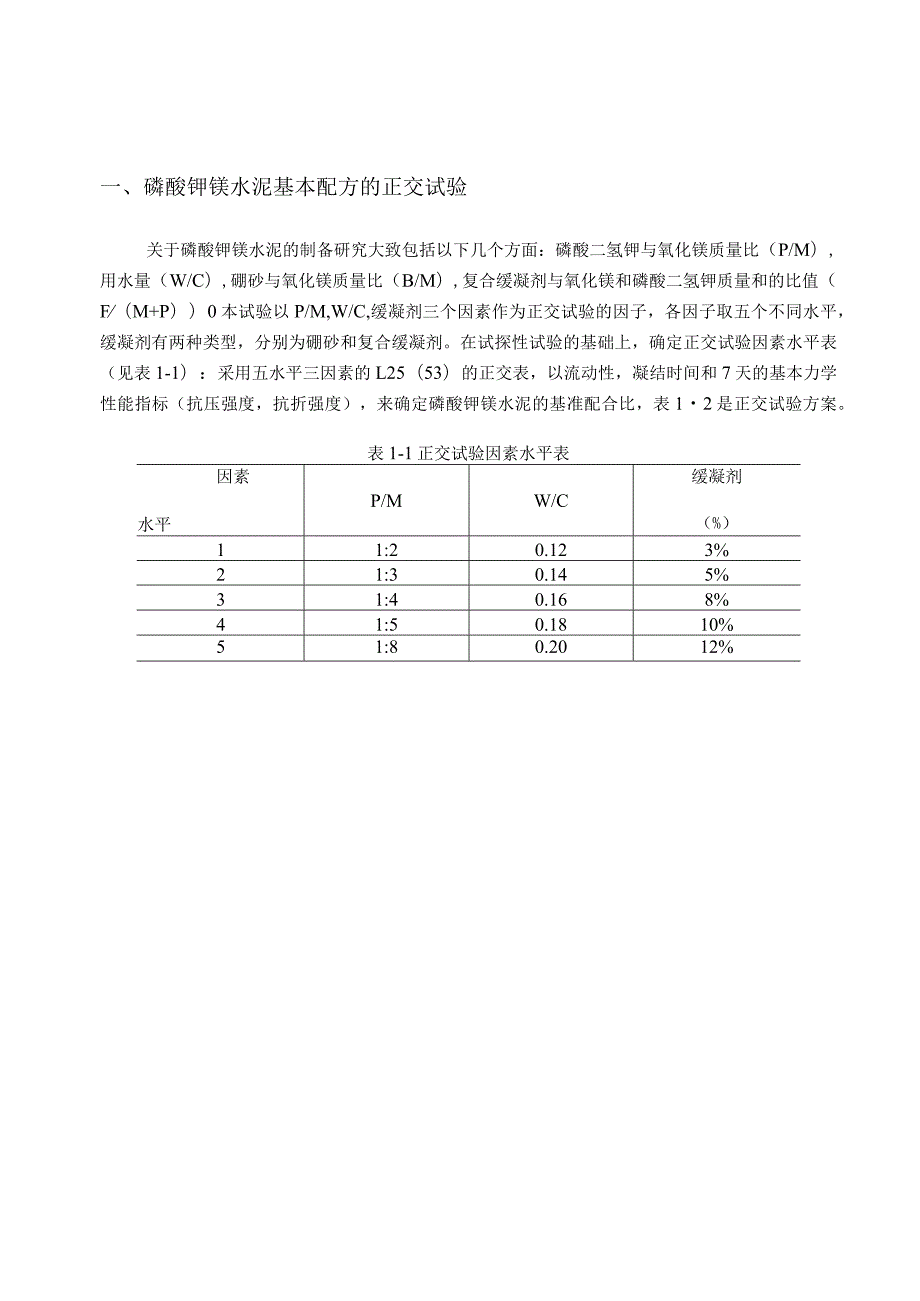 磷酸钾镁水泥基本配方的正交试验.docx_第1页