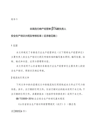 非高危行业生产经营单位主要负责人安全生产培训大纲及考核标准（征.docx