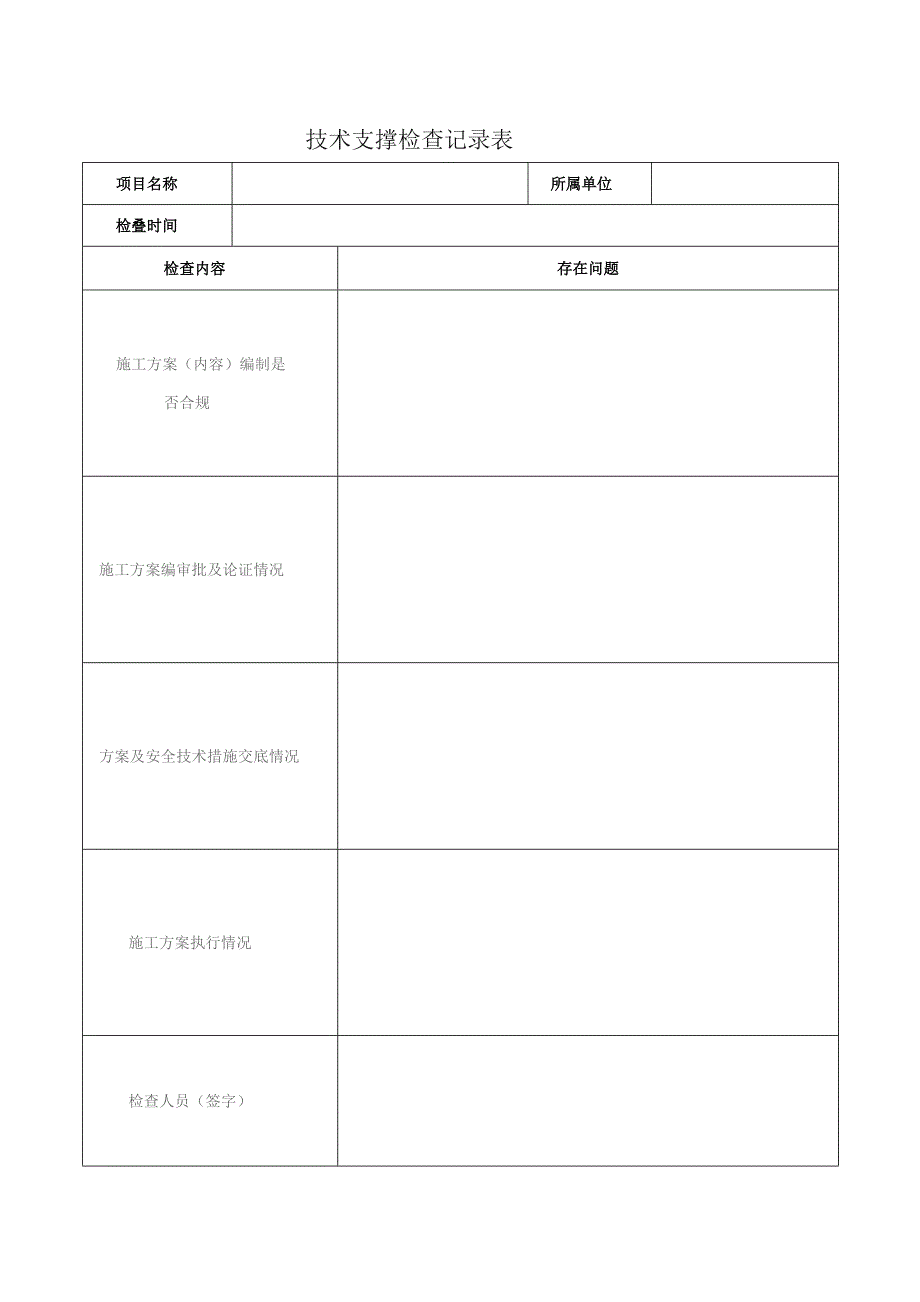 技术支撑检查记录表.docx_第1页