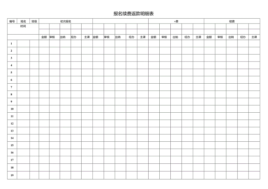 报名续费返款明细表.docx_第1页