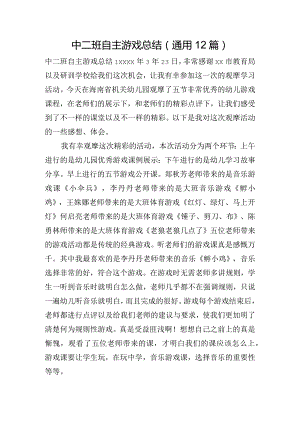 中二班自主游戏总结(通用12篇).docx