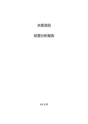 水泵项目经营分析报告.docx