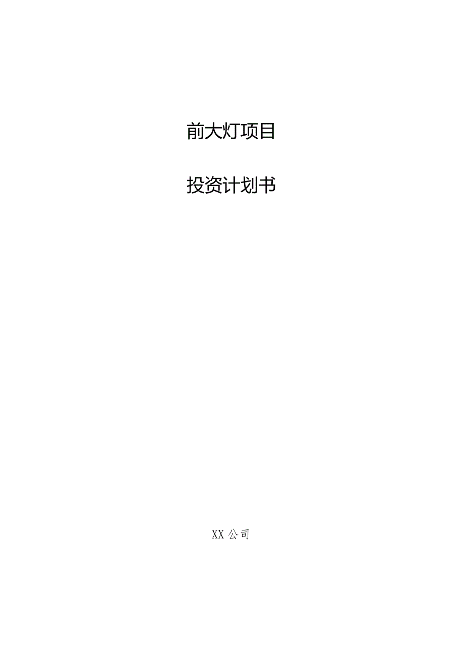 前大灯项目投资计划书.docx_第1页